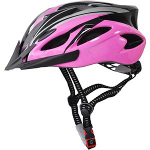 UPANBIKE Adult Bike Helmet - One-Piece Adjustable Safety Protection for Mountain & Road Bikes (Pink+Black)
