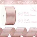 Dusty Rose Satin Wired Ribbon 2.5" x 25 Yd, Dusty Pink Wire Edge Decorative Ribbon for Wreaths Supplies, Crafts, Gift Wrapping, Baby Shower, Christmas, Wedding Decor, Floral Arrangements