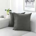 NiNi ALL Decorative Throw Pillow Covers Velvet 20x20 Inch Dark Grey Pack of 2 Cushion Covers Soft for Couch Sofa Bedroom Living Room Outdoor