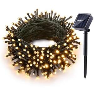 Lomotech Solar String Lights - 33ft 100LEDs Outdoor String Lights Waterproof 8 Modes Solar Twinkle Lights for Outdoor, Patio, Garden, Yard, Party, Wedding, Christmas Decoration (Warm White)