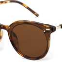 Livho Polarized Sunglasses, Retro & Oversized Shades for Women with Round Lenses A1 Brown Tortoise/Brown