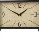 Deco 79 Metal Rectangular Clock with Tea Stained Clock Face, 10" x 3" x 8", Black