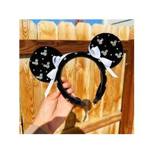 Velvet Mouse Ears Headband with Beads