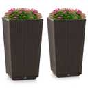  2pcs Outdoor Wicker Flower Pot 22.5''tall Planters With Drainage Hole