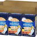 Always Ultra Thin Feminine Pads with Wings for Women, Size 4, Overnight Absorbency, Unscented, Up to 100% Leak-Free Comfort, 96 Count