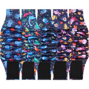 5 Pack Dog Diapers Male Reusable, Premium Belly Bands for Male Dogs, High Absorbing Male Dog Pee Wraps for Doggie in Incontinence or Excitable Urination and Training,Rabbit,XS (Octopus)