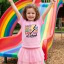 Happy Funny Last Day of School T-Shirt for Kids Toddler Girls Boys Short Sleeve Tee Cotton 2-8T (Pink)