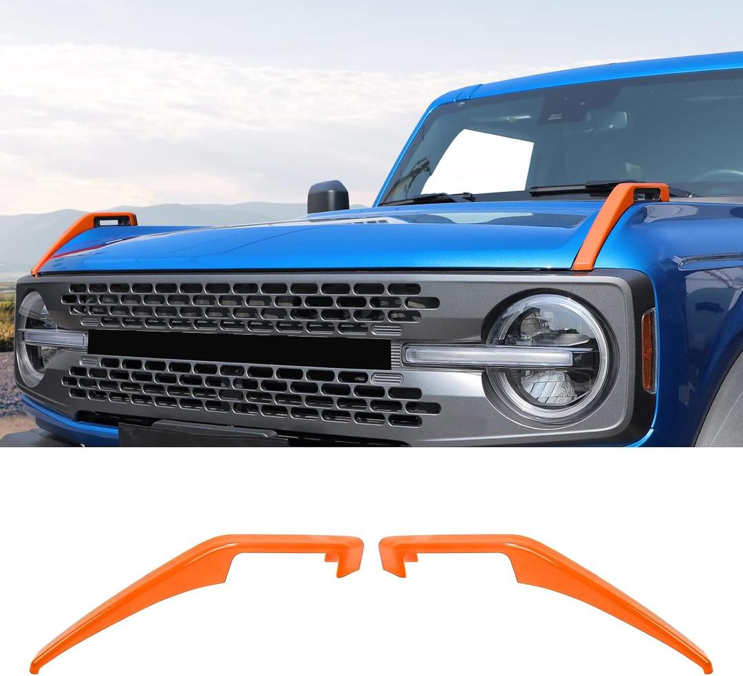 Engine Hood Hinge Cover Compatible with 2021-2025 Ford Bronco,Trail Sights Trim 2Pcs Kit Exterior Decorative Accessories(Orange)