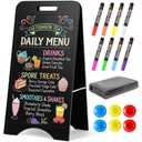 A Frame Chalkboard Sign Sandwich Magnetic Chalkboard Double Sided Sidewalk Signs with Markers Foldable Blackboard Menu Display for Weddings Restaurant Business (Black,15 x 30 Inches)
