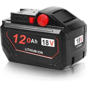 12.0Ah Replacement Battery for Milwaukee M18 Battery 18V Tools  High Output Lithium-Ion, Compatible with 48-11-1865, 48-11-1850, 48-11-1880, Fits M18 Power Tools & Chargers (Black)