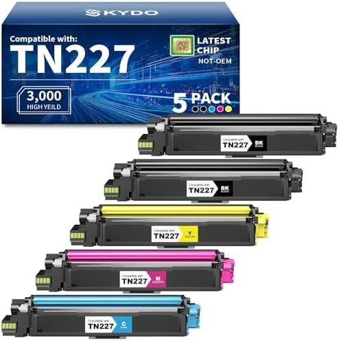 Skydo Toner Cartridges Compatible for Brother TN227 BK/C/M/Y High Yield Toner Cartridge for Brother HL-L3270CDW MFC-L3770CDW HL-L3290CDW MFC-L3710CDW HL-L3210CW HL-L3230CDW Printer(2BK/1C/1M/1Y)