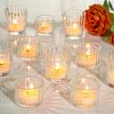 SUPMIND 24 Pcs Ribbed Clear Votive Candle Holders Glass Tea Light Candle Holder for Weddings, Baby Showers, Home Decor, Party Centerpieces, and Table Decoration