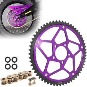 58 Tooth Sprocket Steel-Reinforced Frame 7075 Aluminum with Chains Links, CNC 58T Chain Sprocket 7075 Aluminum Compatible with Segway X160 X260 Sur Ron Light Bee X, Purple