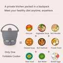 Drizzle Foldable Electric Cooker Travel Hot Pot - Dual Voltage 100V-240V Hot Pot Cooking - Food Grade Silicone Cookerware Boiling Water Steamer - Camping Office Hotel Noodle Porridge Soup Drom