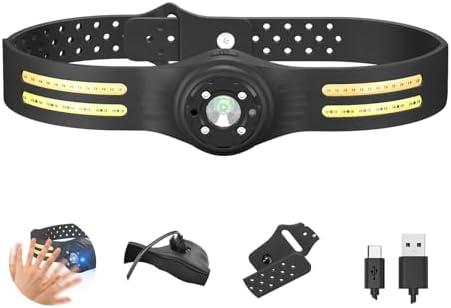 PINSAI COB 270° Wide Beam Headlamp Flashlight,LED Rechargeable Silicone Headlight with Motion Sensors,6 Modes of Lightweight Waterproof Head Lamp for Outdoor Running Cycling Camping, Pack 2