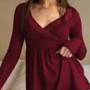 Womens Y2k Babydoll Tops Long Sleeve V Neck Lace Trim Peplum Blouse Fairy Grunge Teen Girls 00s Vintage Streetwear (Red, S)