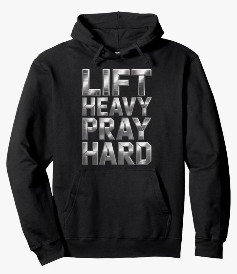 Lift Heavy Pray Hard Tshirt Gym Christian Gift Jesus Faith Pullover Hoodie 2XL