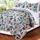 The Lakeside Collection Campsite Quilt Set with Retro Camping Print - 3-Pc. Full/Queen