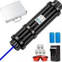 High Power Blue Flashlight, Long Range Flashlight with Adjustable Focus and Multi Patterns for Camping, Hiking, Hunting, Fishing