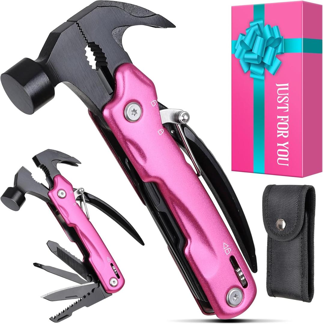 Stocking Stuffers for Women - Gifts for Women Mom Wife, Birthday Gifts for Woman - P'ink Gift for Mom, Sister - Christmas Mothers Day Womens Gift from Daughter Son, Multitool Hammer for Daily Life