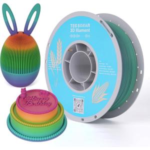 TECSONAR Matte Rainbow PLA 3D Printer Filament, 1KG Spool(2.2lbs) 1.75mm PLA Fast Color Change 3D Printing Material,Gradient Filament for Most FDM 3D Printers, Red Coral