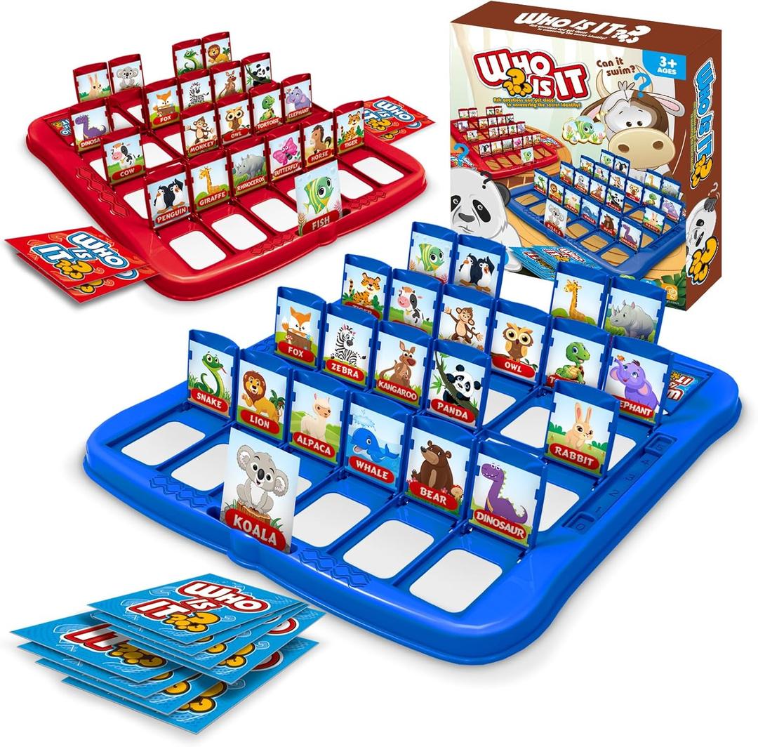 Classic Animal Guessing Board Game for Kids Ages 3 and Up  Who is It?  Two-Player Logic Deduction Game to Boost Cognitive Skills, Family Fun  Travel Friendly Educational Toy