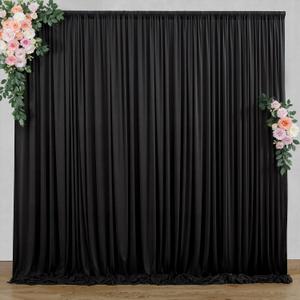 10 ft x 7 ft Wrinkle Free Black Backdrop Curtain for Parties, Polyester Black Photo Backdrop Drapes for Graduation Birthday Wedding Party Stage Curtains, Background Curtains for Backdrop Stand