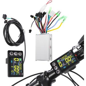 Electric Bicycle LCD Display Meter 36V48V Ebike Controller Waterproof LCD Display Panel Brushless Controller Kit for Electric Bicycle Scooter Modification (Colourful)