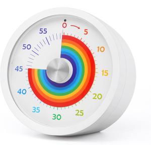 Visual Timer, Kitchen Timer Rainbow Disk 60 Minute Countdown Timer for Kids and Adults, Silent Time Management Tool(Rainbow) 2 Packs