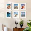 upsimples 11x14 Picture Frame Set of 5, Display Pictures 8x10 with Mat or 11x14 Without Mat, Wall Gallery Photo Frames, White