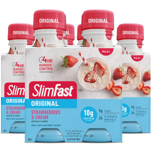 SlimFast Meal Replacement Shake, Original Strawberries & Cream, 10g of Ready to Drink Protein for Weight Loss, 11 Fl. Oz Bottle, 4 Count (Pack of 3) (Packaging May Vary)Best By 11/21/2025