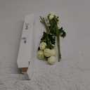 8pcs Artificial Ranunculus Asiaticus Flower Branch with Green Leaves 3 Heads Faux Peony Stem for Wedding Home Office Table Floral Decoration (White)