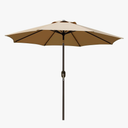 Blissun 9' Outdoor Patio Umbrella, Outdoor Table Umbrella, Yard Umbrella, Market Umbrella with 8 Sturdy Ribs, Push Button Tilt and Crank, Tan