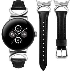 Minyee Leather Band Compatible with Google Pixel Watch 4/3 41mm/Pixel Watch 2/1 Bands Women,Slim Thin Dressy Designer Premium Leather Strap with C-Shape Metal Buckle for Google Smartwatch Accessories