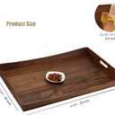 28 x 18 Inches Large Rectangle Curved Black Walnut Wood Ottoman Tray with Handles, Serve Tea, Coffee, Classic Wooden Decorative Serving Tray