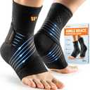 Low-Profile Ankle Braces for Women & Men, Customizable Ankle Compression Sleeve w/Wide Strap, Foot Support Wrap for Plantar Fasciitis Pain Relief, Achilles Tendonitis, Sprain, Black, 1 Pair, L