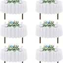 sancua White Round Tablecloths 70 Inch, 6 Pack - Circle Fabric Cloth Table Cloths for Wedding Party Banquet Birthday, Washable Polyester Table Cover (Fit 20-58 Inch Tables)