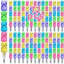 Boao 32 Pcs Stackable Pencils Plastic Bear Pencils 5 in 1 Stacking Colored for Birthday Bear Party Favors School Supplies Fun Equipment