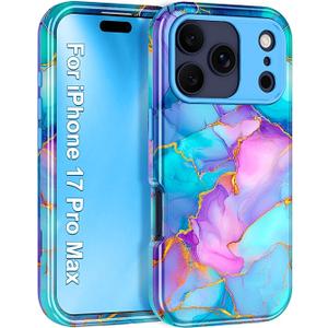 Hekodonk for iPhone 17 Pro Max Case,Heavy Duty Full Body Shockproof Protection 3 in 1 Hybrid Hard PC Soft Rubber Rugged Drop Protective Slim Women Phone Case for iPhone 17 Pro Max 6.9 inch,Blue/Purple