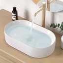 KES Bathroom Sink, White Vessel Sink for Bathroom, Oval Above Counter Ceramic Countertop Modern Sink for Cabinet Lavatory Vanity, BVSO126, 20.7" x 12"