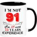 935 91th Birthday Mug for Women Men, Turning 91 Year Old Birthday Gifts for Mom, Dad, Grandma, Grandpa, Wife, Husband, Uncle, Aunt, Sister, Best Friends, Coworkers, Her, Him, 11oz Coffee Cup