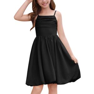 IBAKOM Girl Sleeveless Formal Party Dress Ruffle Smocked Flower Bud Skirt Teen Fancy Pageant Homecoming School Prom Dress