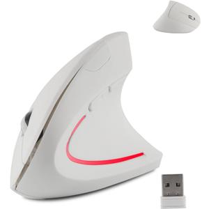 Wireless Mouse Ergonomic Vertical Ergo High Presion Optical Lightweight Cordless LED Light Cute Wireless Mice for Laptop Computer Mac Office Girl Boy Women Men Gift,800/1200/1600 DPI,6 Buttons (White)