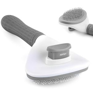 Self-Cleaning Slicker Brush With Release Button, Dog Shedding Grooming Tool, Cat Comb Pet Massage for Long or Short Hair, Removes Tangles & Loose Fur