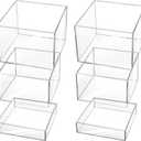 6 Pcs Acrylic Display Risers - Nesting Cubes with Hollow Bottoms - Display Stand Shelf for Cosmetics, Food, Collectibles, Jewelry & Figures (Clear)
