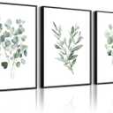 Green Botanical Wall Art Sage Plant Canvas Pictures Eucalyptus Wall Decor Watercolor Leaves Prints Minimalist Leaf Poster Natural Artwork Flower Painting for Living Room Bedroom 16x24x3 Inch Unframed