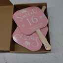 Geelin 25 Pcs Sweet 16 Birthday Party Favors for Guests Pink 16 Handheld Fans Thank You Paper Fans with Wooden Handle for Sweet 16 Birthday Gift Souvenir Themed Party Decorations