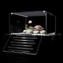 Turtle Basking Platform & Dock Stainless Steel Turtle Ramp Topper Decor for Red Eared Slider Hanging Habitat Enclosure Cage Non-Slip Surface Cuckold Tank with Lid Tortoise House Semi Aquatic Terrapin