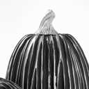 DN DECONATION Pumpkin Decorations for Fall and Halloween Indoor Home Decor, Black and Silver Faux PumpkinsFall Halloween Table Centerpiece, 2-Pack Resin Pumpkin for Thanksgiving Modern Farmhouse (Set of 2)
