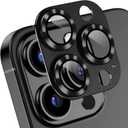 Korecase 2 Pack Designed for iPhone 13 Pro & iPhone 13 Pro Max Camera Lens Protector Metal Tempered Glass Camera Cover, Whole Piece 9H Strong Stickiness Rear Camera Lens Case Friendly - Black (Graphite)